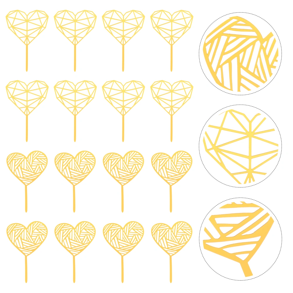 40pcs Heart Cupcake Toppers Love Heart Cake Decors Valentine's Day Wedding Cake Insert