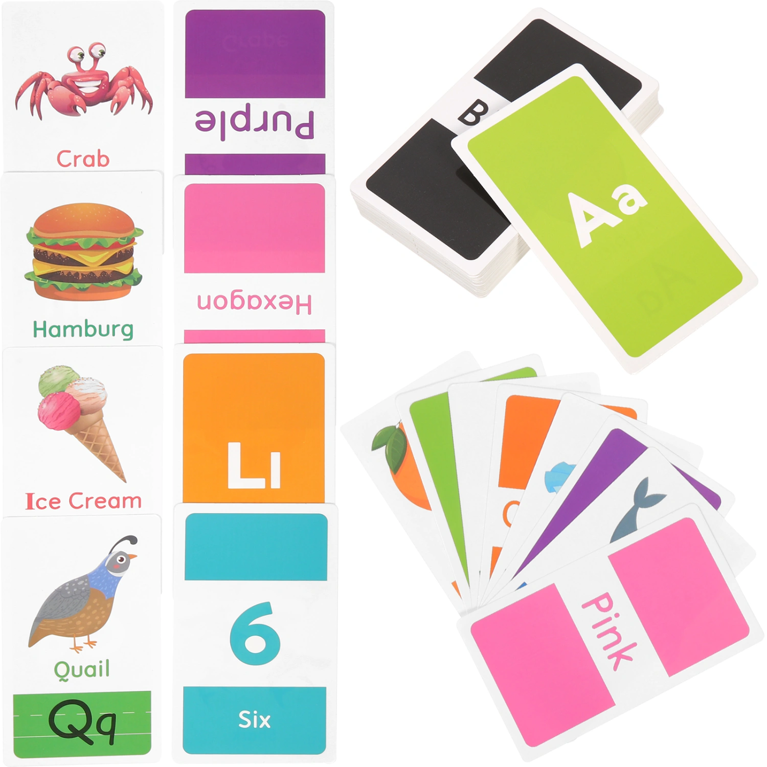 58Pcs Learning Flash Cards Animal Cognition Flash Cards Kids Early Educational Cards