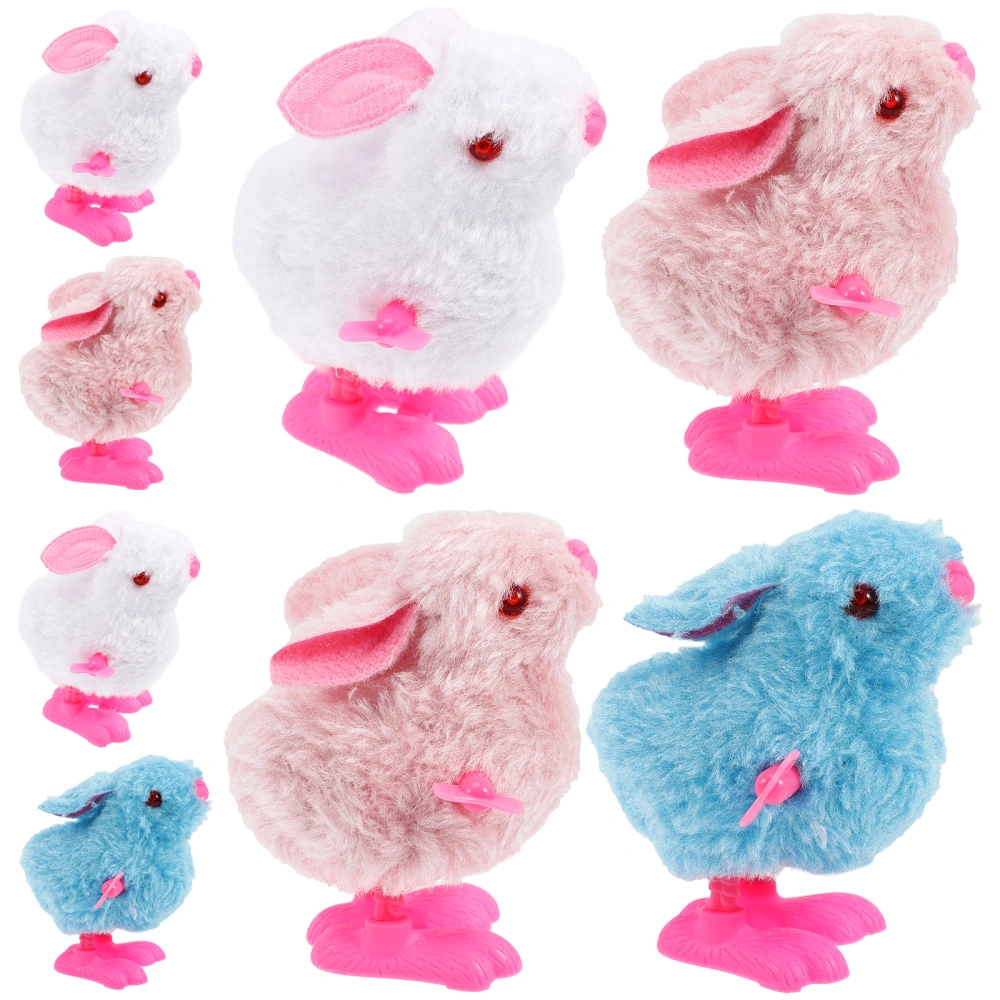 8PCS Wind up Rabbit Toys Clockwork Jumping Bunny Toys Easter Basket Stuffed Toys