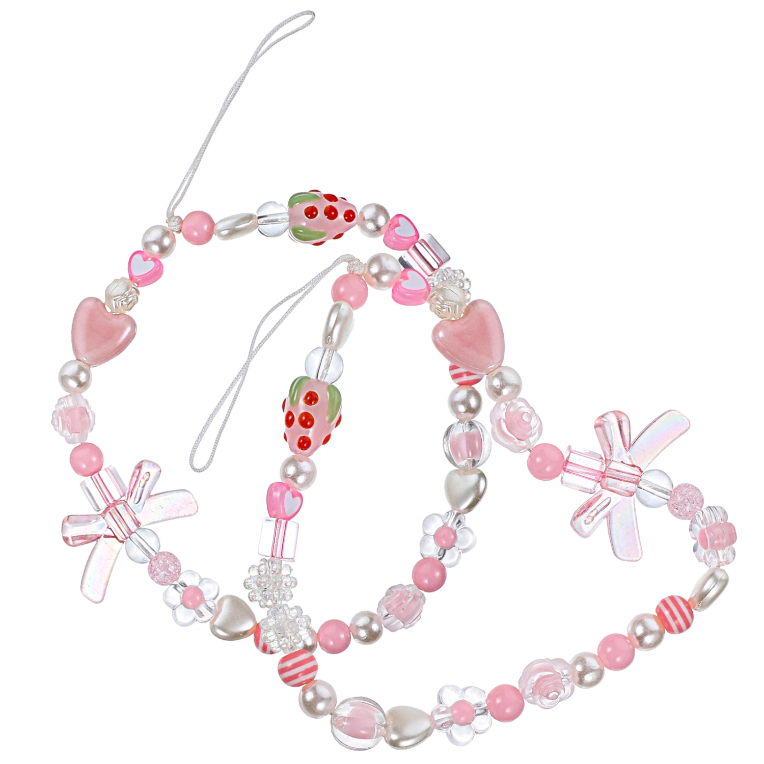 2pcs Phone Beaded Lanyards Phone Hanging Rope Diy Phone Chain Phone Decoration