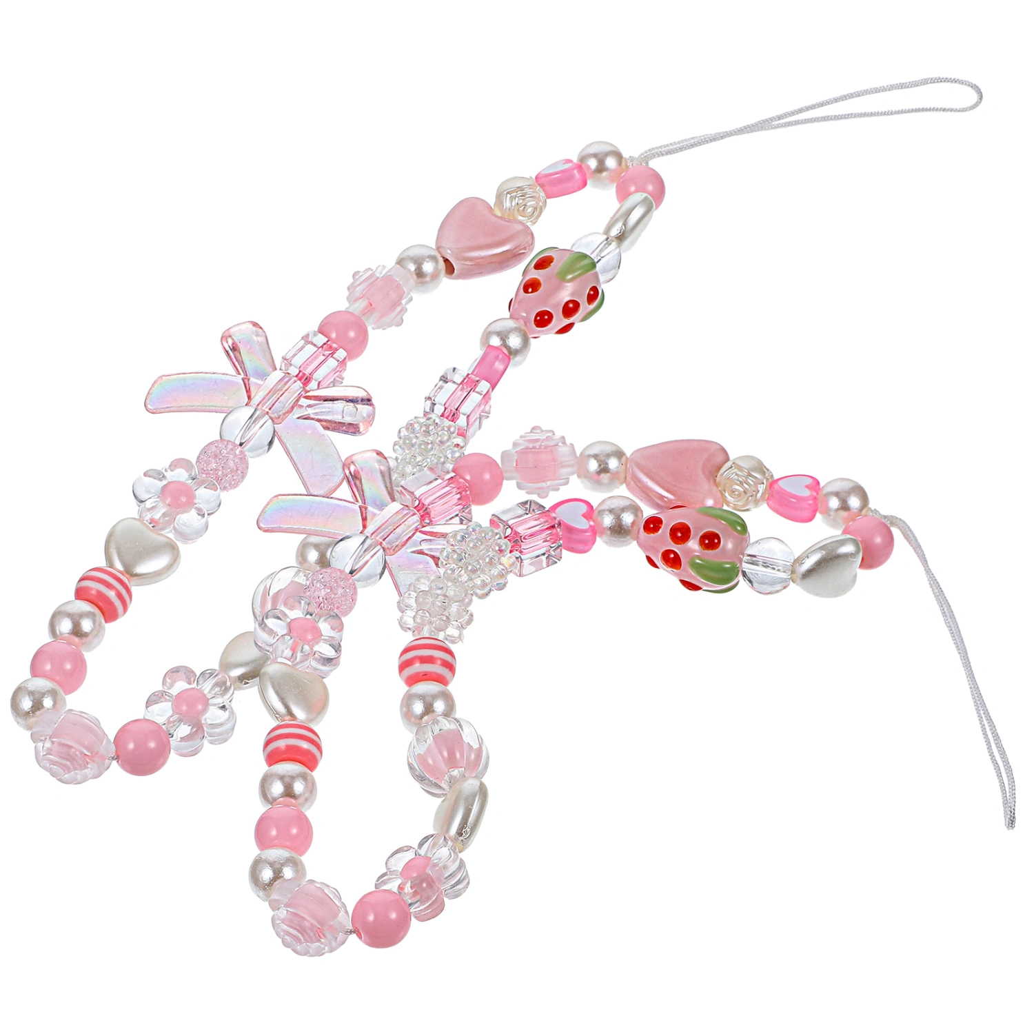 2pcs Phone Beaded Lanyards Phone Hanging Rope Diy Phone Chain Phone Decoration