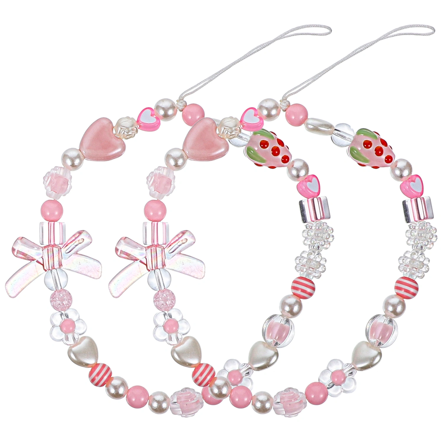 2pcs Phone Beaded Lanyards Phone Hanging Rope Diy Phone Chain Phone Decoration