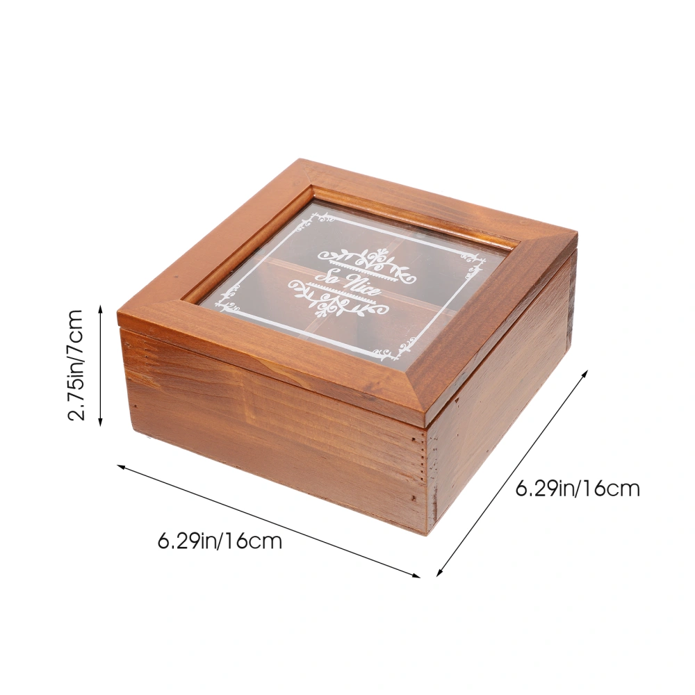 Wooden Jewelry Organizer Vintage Storage Box Four Compartment Storage Case