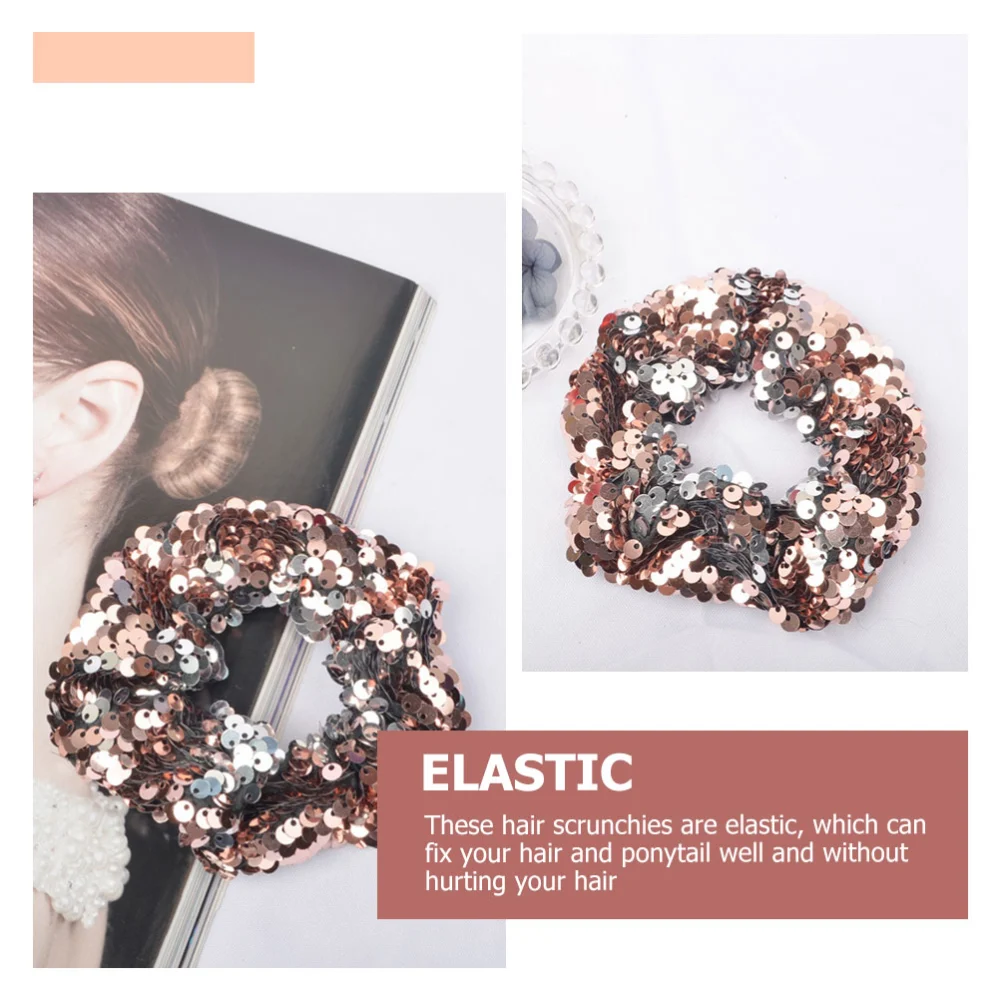 6pcs Sequin Hair Scrunchies Woman Hair Accessories Girls Elastic Hair Tie Ponytail Holders