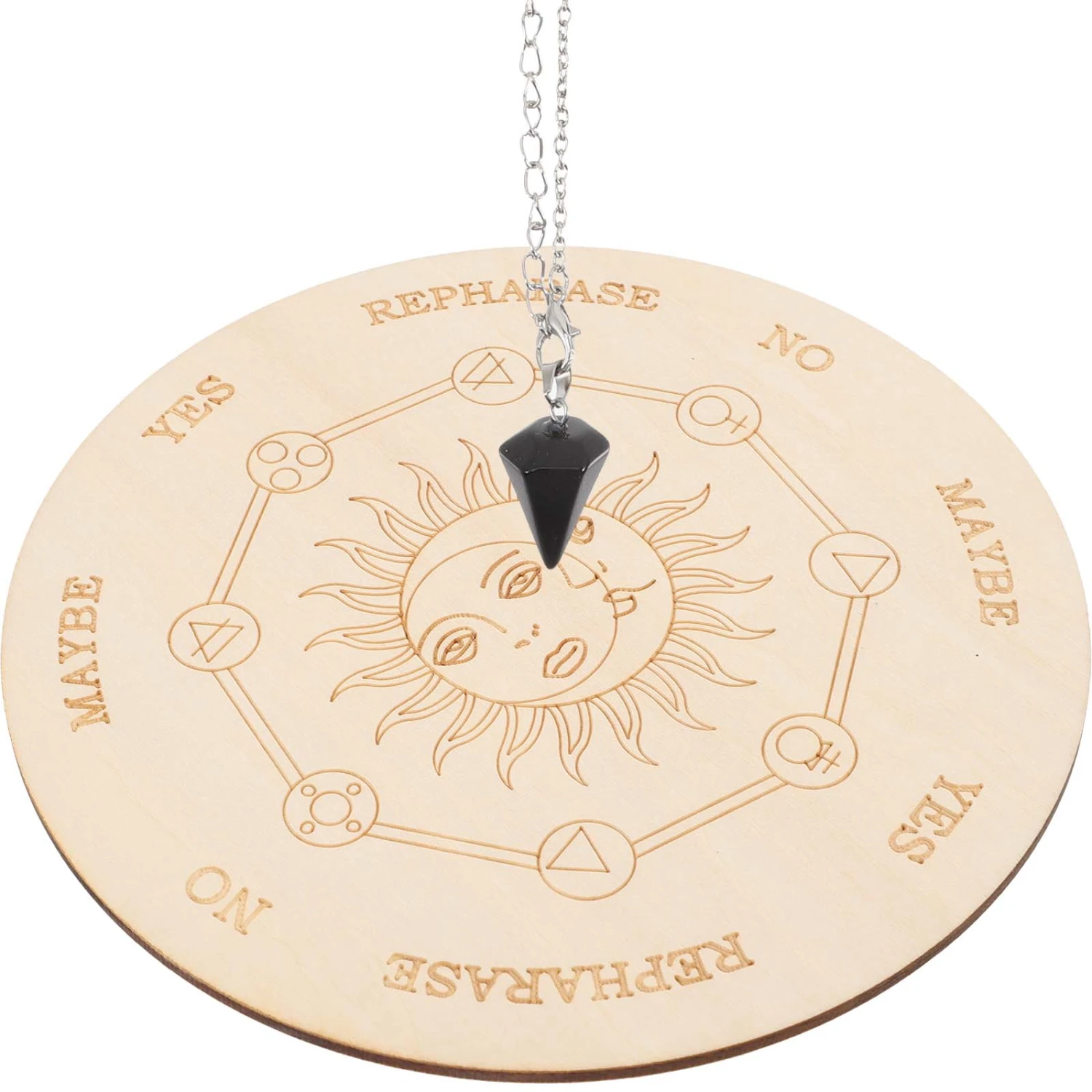 1 Set Altar Pendulum Board Wood Altar Board Metaphysical Message Board and Pendulum Necklace