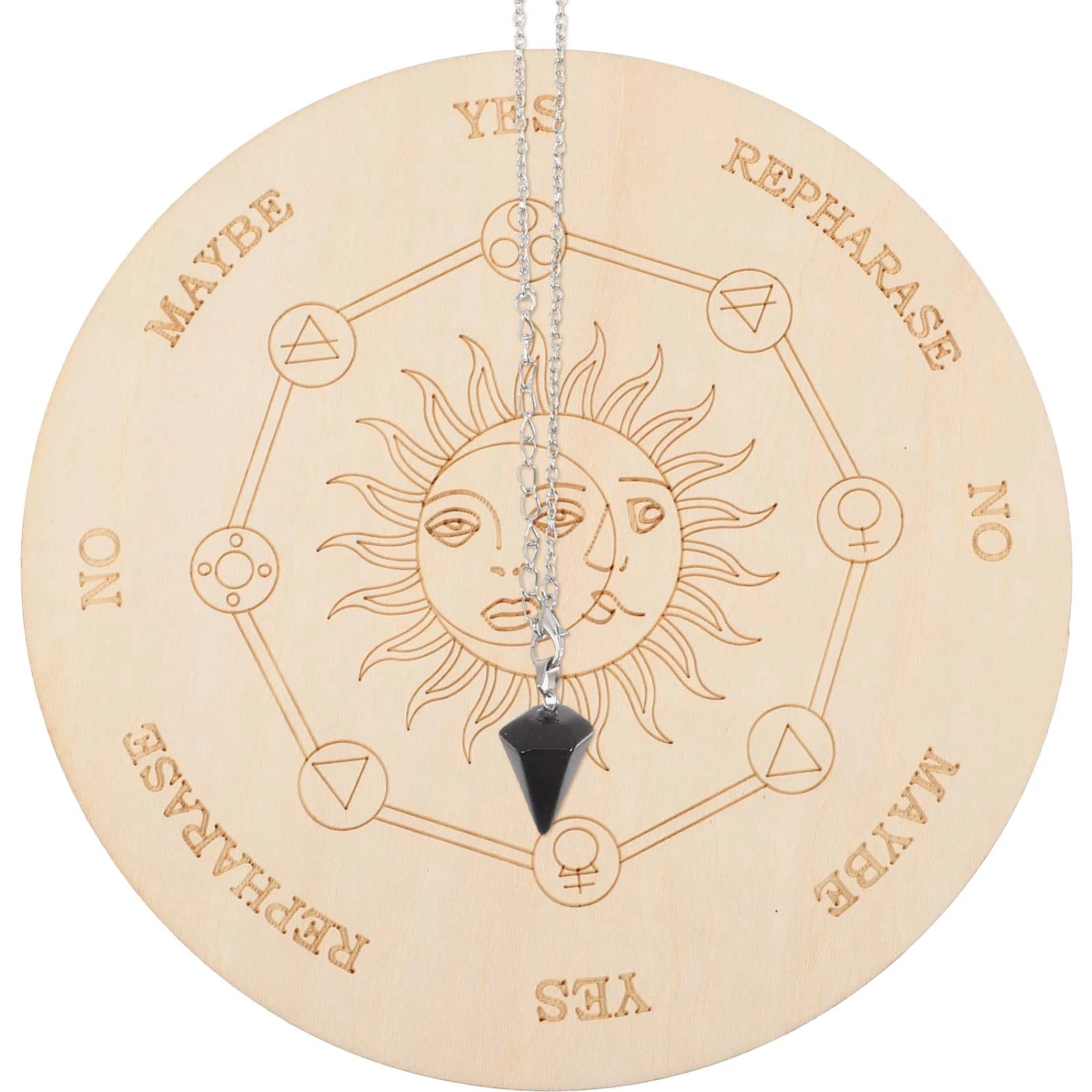 1 Set Altar Pendulum Board Wood Altar Board Metaphysical Message Board and Pendulum Necklace
