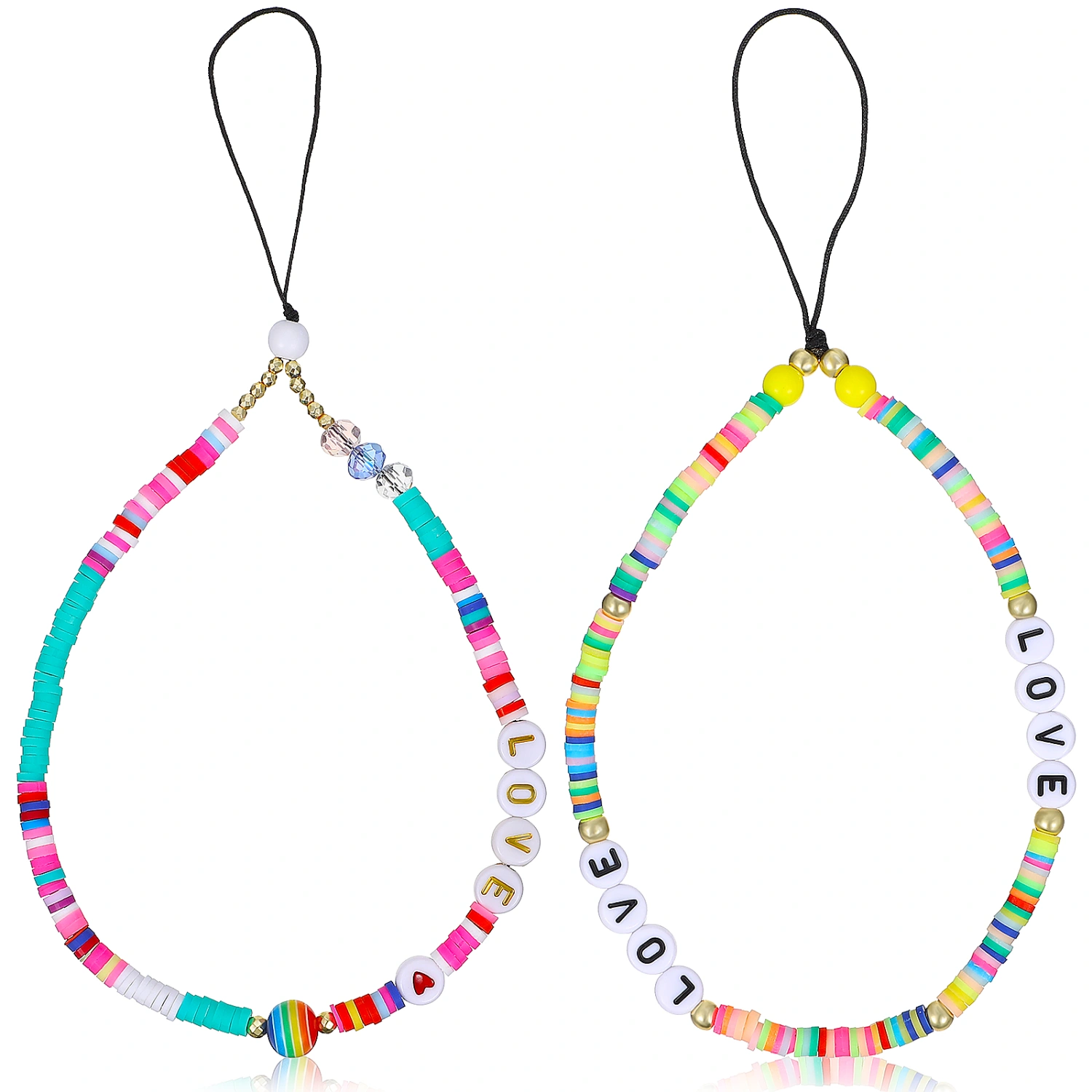2 Pcs Phone Lanyards Beads Phone Charm Lanyard Straps Wrist Straps Fashion Phone Bracelets Hanging Chains Decoration Accessories