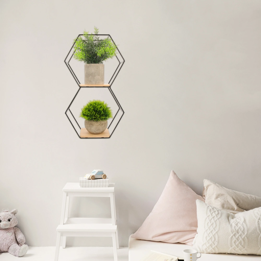 Hexagonal Wall Shelves Hexagon Shape Storage Rack Wall-mounted Storage Shelf