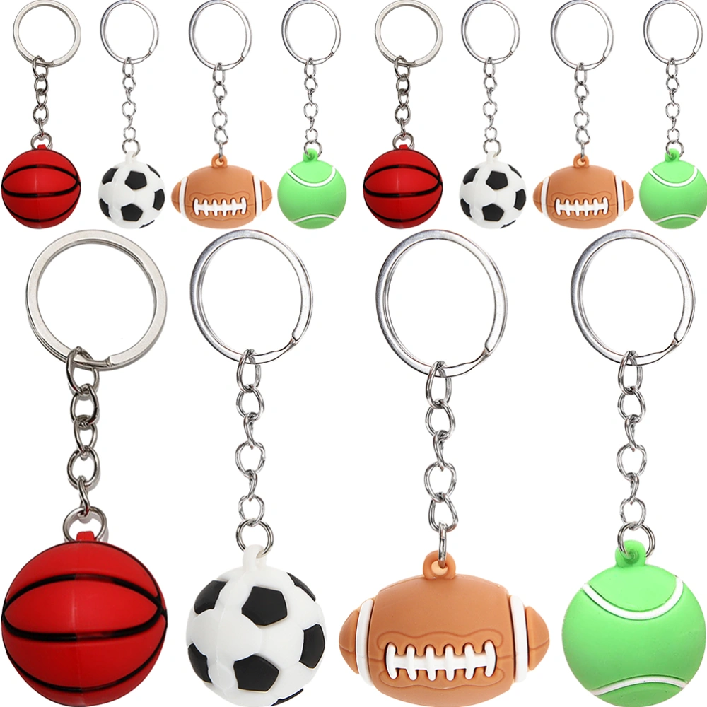 12pcs Sports Keyrings Backpack Hanging Keychains Sports Theme Hanging Ornaments