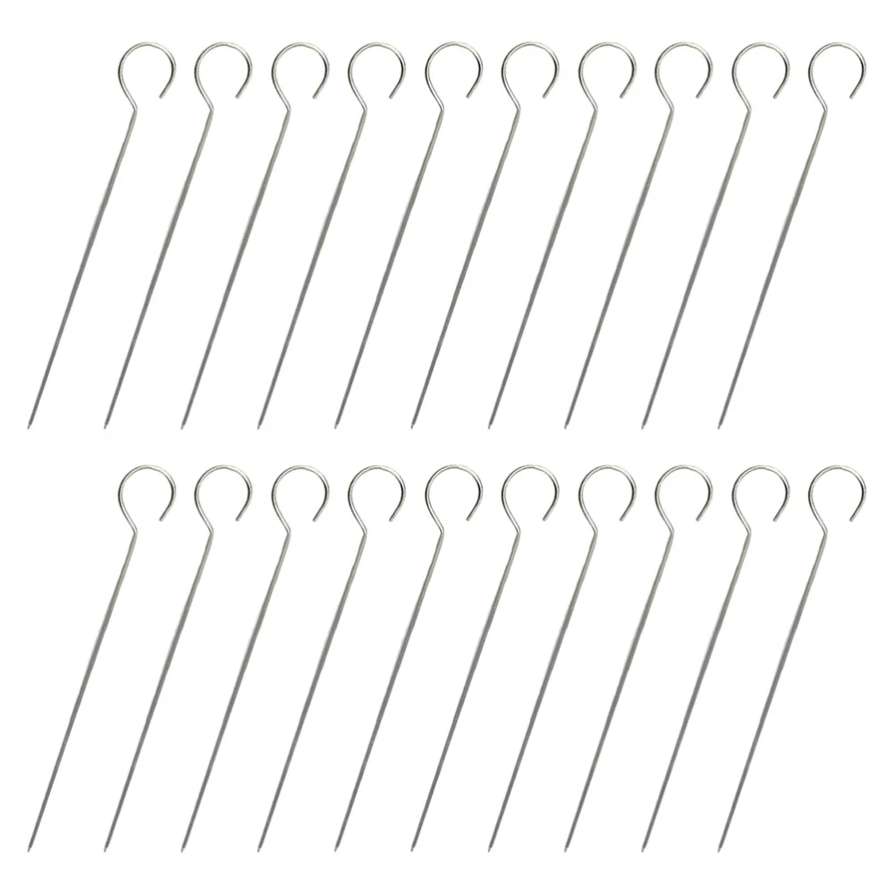 20Pcs Stainless Steel Skewers BBQ Meat Skewers Kitchen Barbecue Skewers Reusable Barbecue Sticks