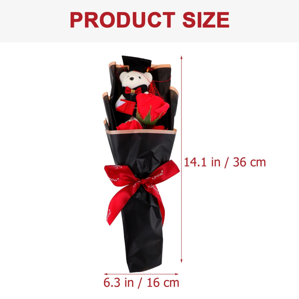 Scented Soap Flower Rose Bouquet Artificial Flower Bouquet Graduation Bear Bouquet with Gift Bag