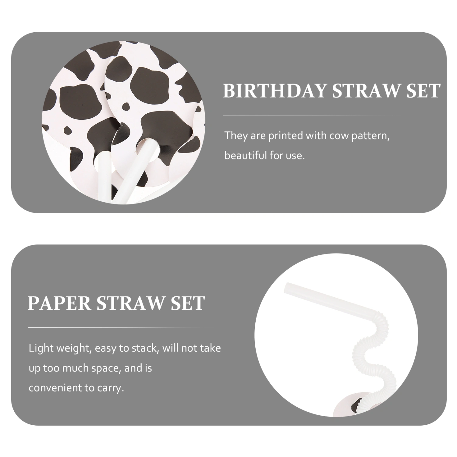 50pcs Cow Theme Paper Straws Printing Disposable Straws Kids Birthday Party Supplies