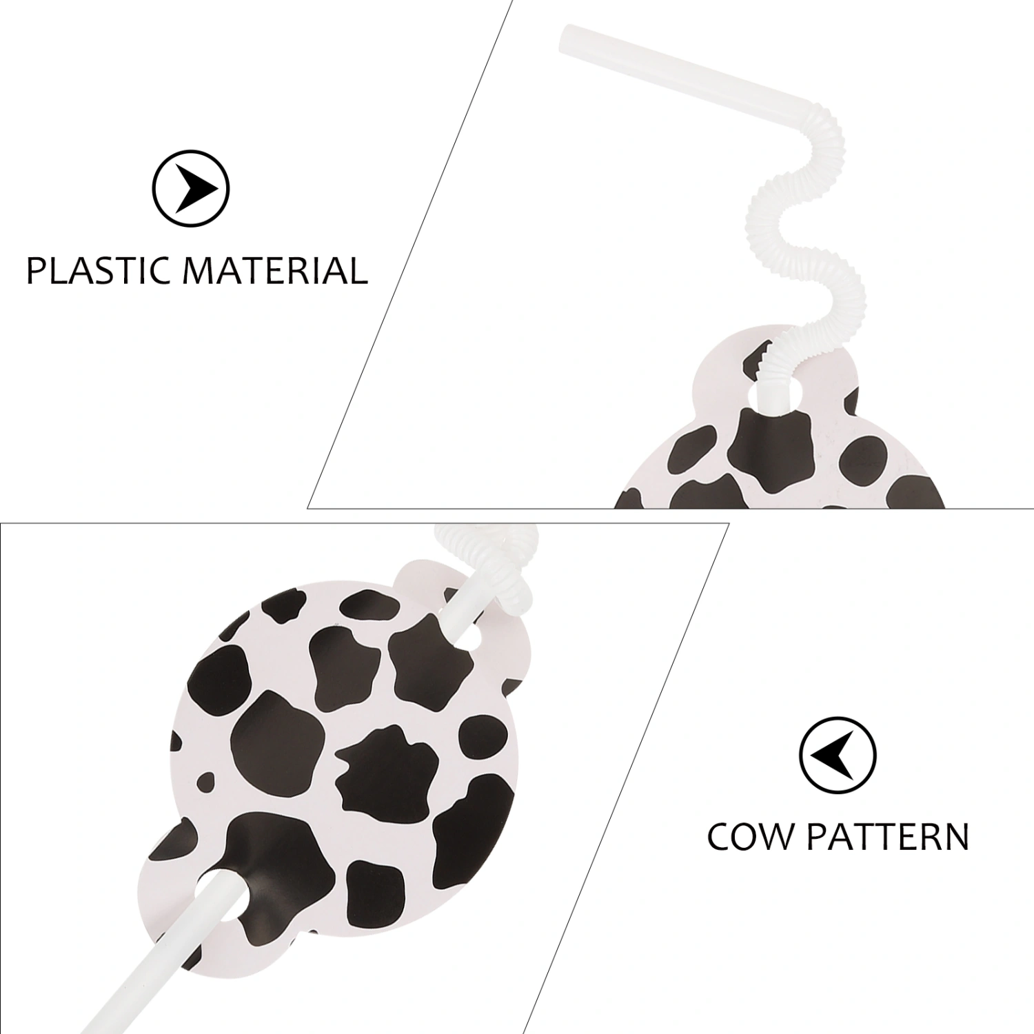 50pcs Cow Theme Paper Straws Printing Disposable Straws Kids Birthday Party Supplies