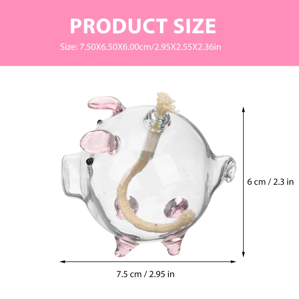 Cartoon Pig Glass Oil Lamp Refillable Liquid Oil Lamp Home Decoration