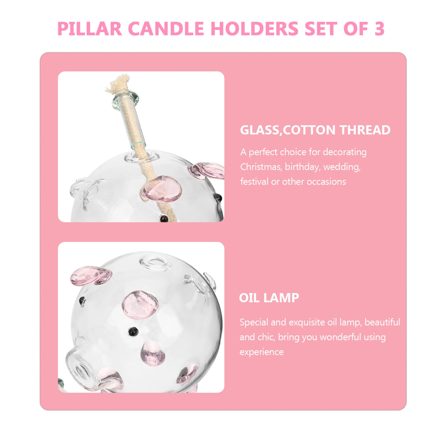 Cartoon Pig Glass Oil Lamp Refillable Liquid Oil Lamp Home Decoration
