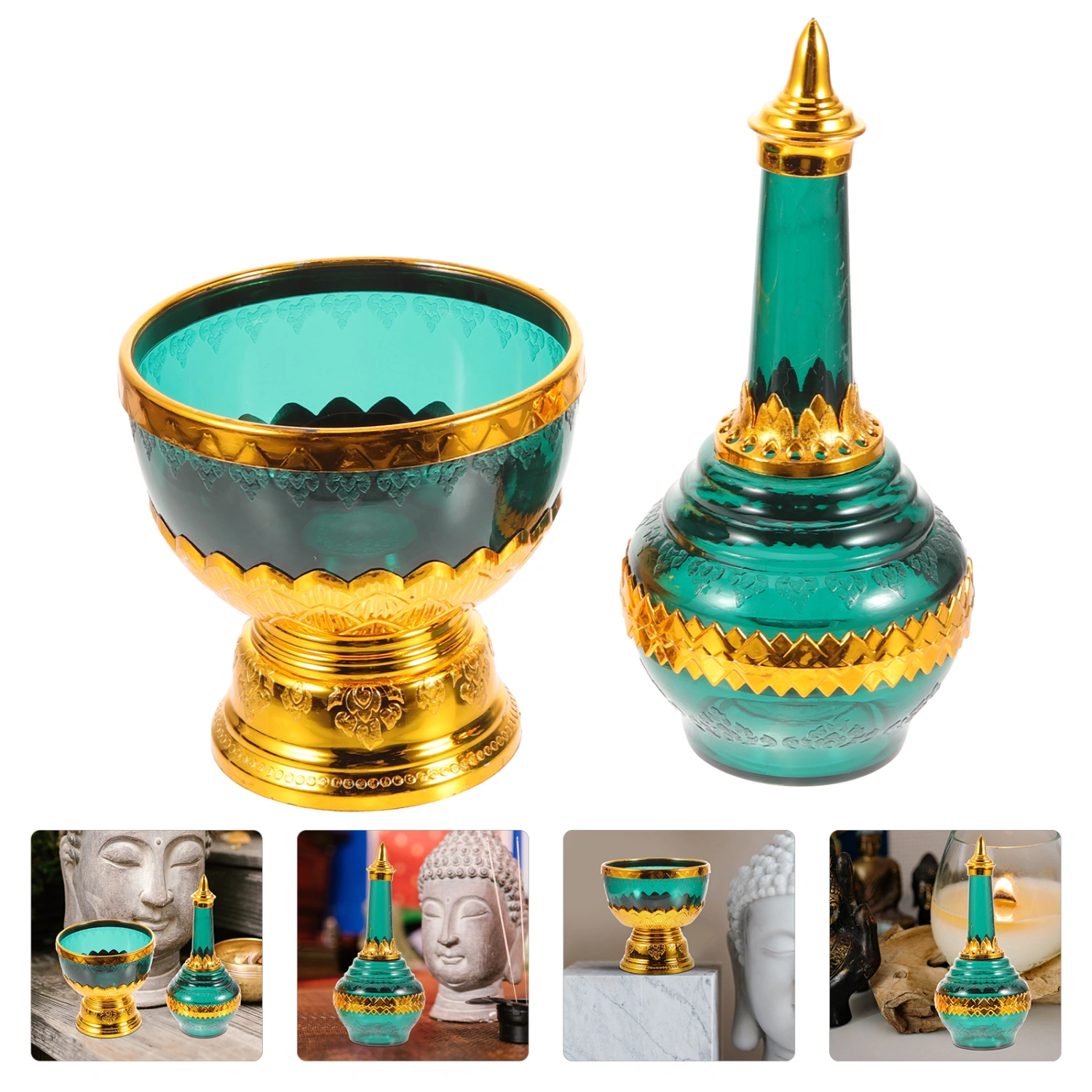 1 Set Holy Water Offering Cup Tibetan Worship Cup and Dipping Bottle Buddhist Worship Cup
