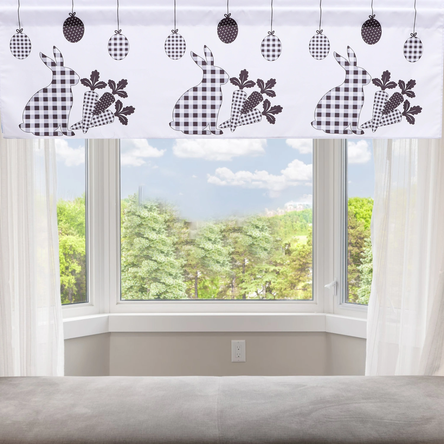 Creative Easter Window Valance Easter Short Curtain for Kitchen Living Room