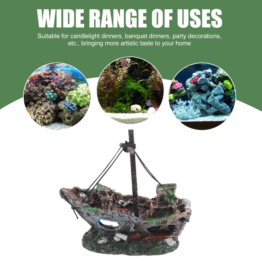 Aquarium Sunken Ship Decoration Fish Tank Landscaping Underwater Resin Ornament