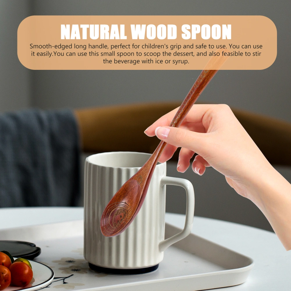 Creative Wood Carving Pattern Spoon Ornamental Household Scoop Multi-use Food Serving Spoon