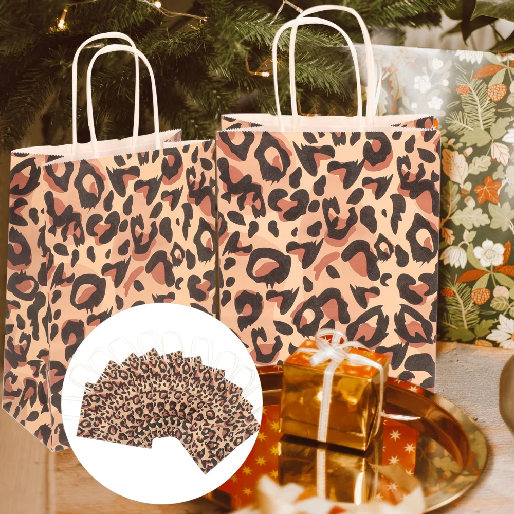 12pcs Paper Gift Bags Handheld Shopping Bags Creative Animal Pattern Tote Bag