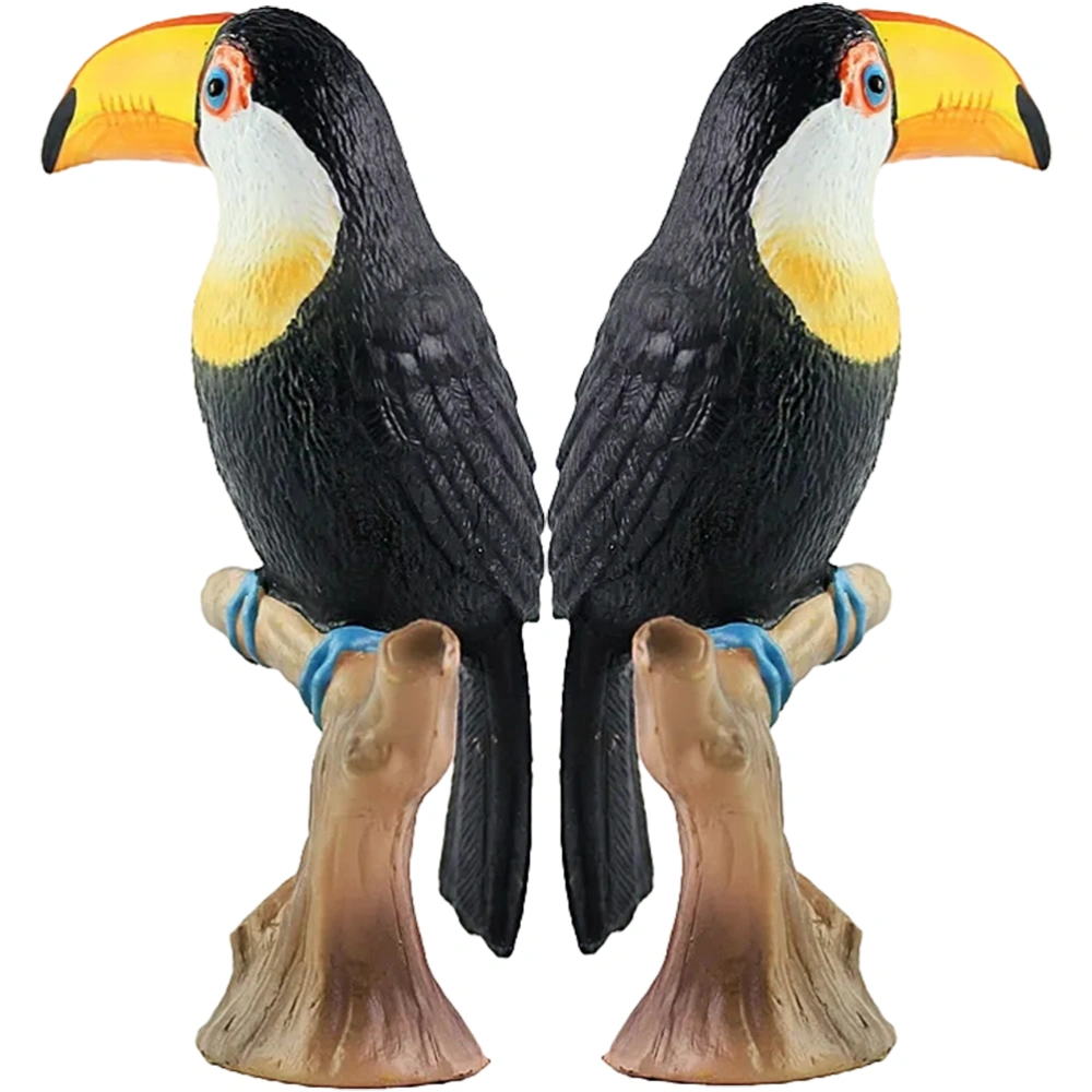 2pcs Toucan Models Bird Statue Simulation Animal Model Toucan Cognitive Toys