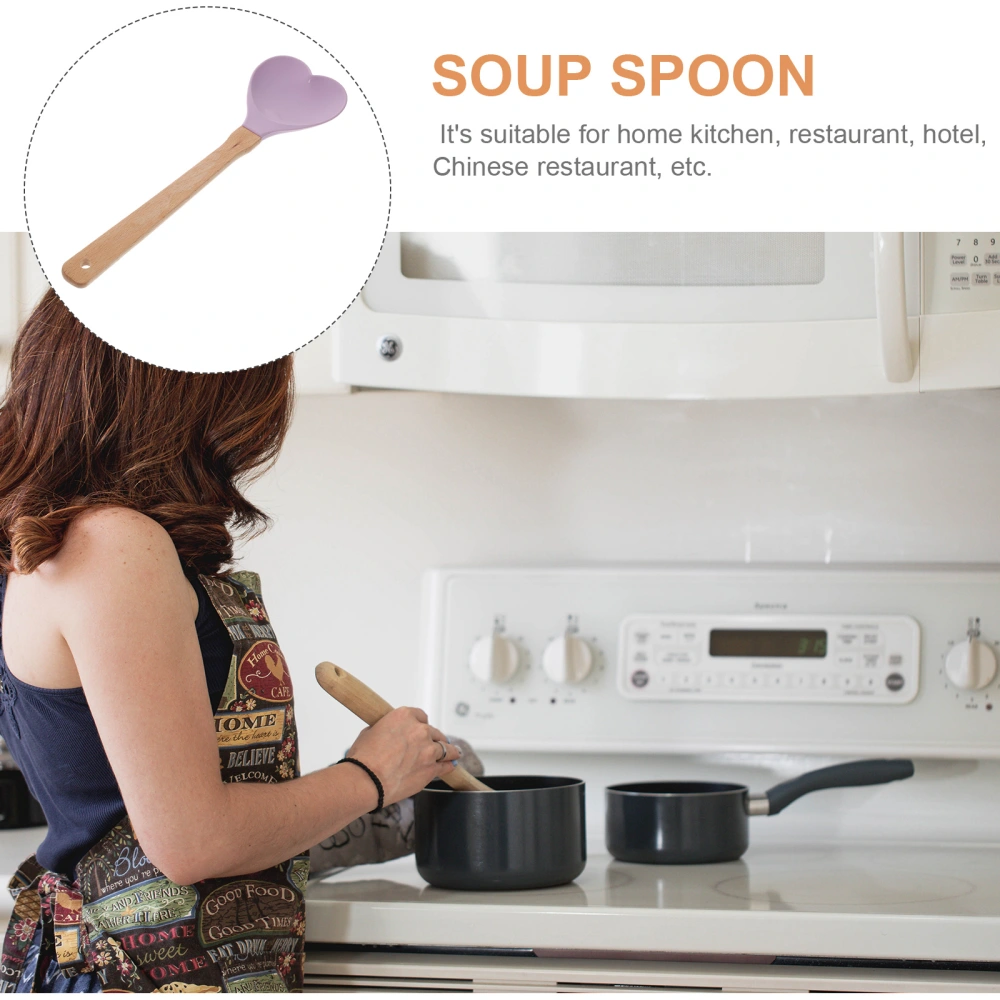 Convenient Mixing Spoon Kitchen Soup Spoon Heart Shaped Small Silicone Spoon