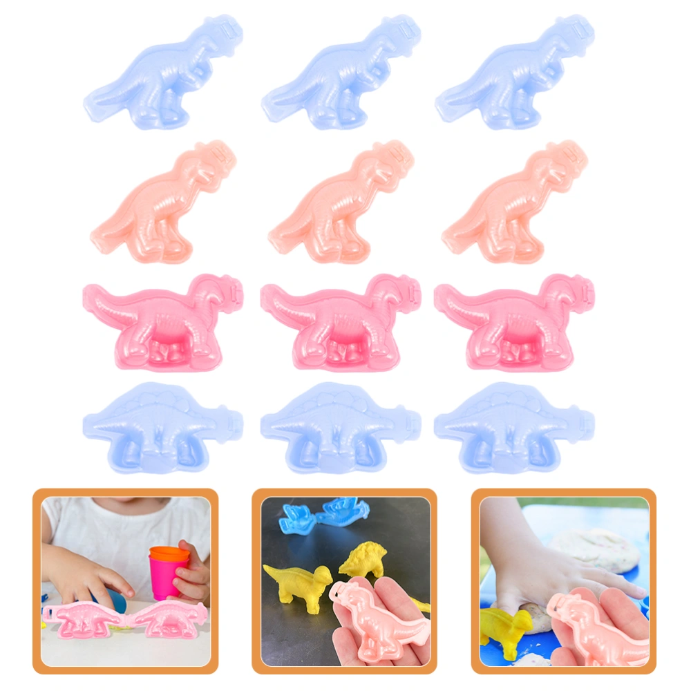 12pcs Dough Dinosaur Toys Plastic Molds Dinosaur Maker Clips for Clay Modeling