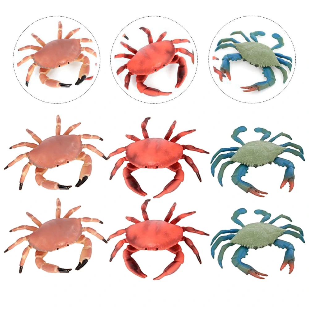 6Pcs Educational Simulation Crab Learning Hairy Crab Playset Animal Model Artificial  Simulation Crab