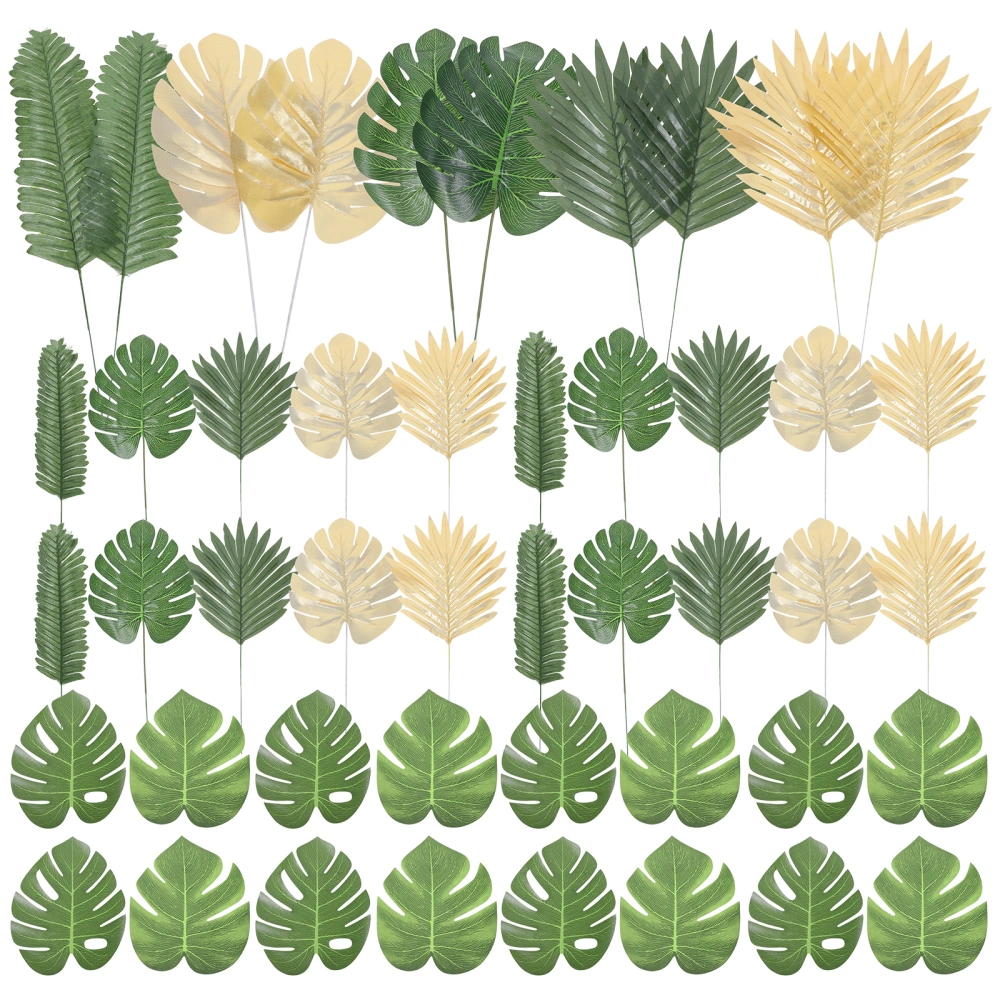 68Pcs Faux Monstera Leaves Artificial Leaves Ornaments Hawaii Party Table Decor