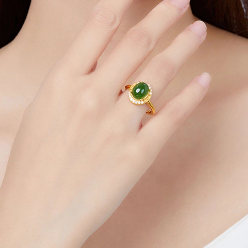 Decorative Finger Ring Jade Stone Ring Woman Ring Jewelry Hand Decoration