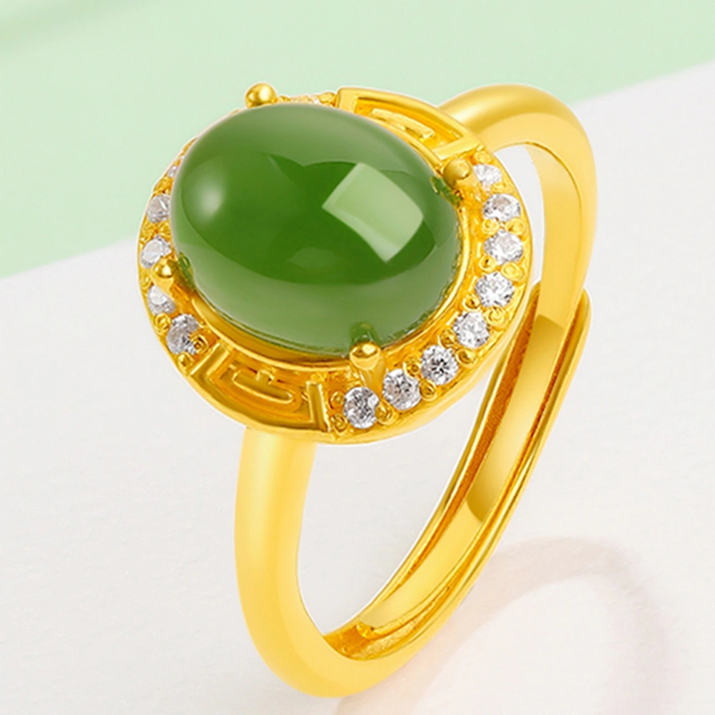 Decorative Finger Ring Jade Stone Ring Woman Ring Jewelry Hand Decoration