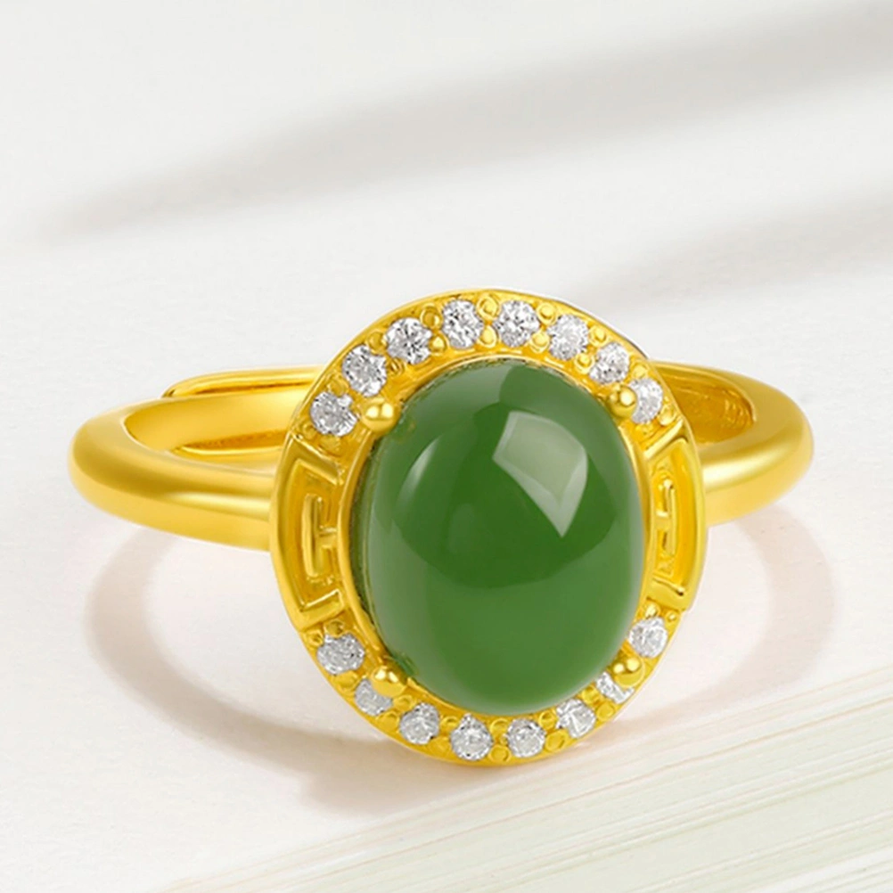 Decorative Finger Ring Jade Stone Ring Woman Ring Jewelry Hand Decoration