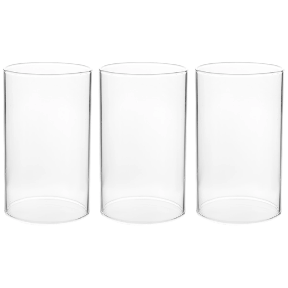 3pcs Windproof Clear Glass Cylinder Candleholders Open Ended Candle Tube Shades