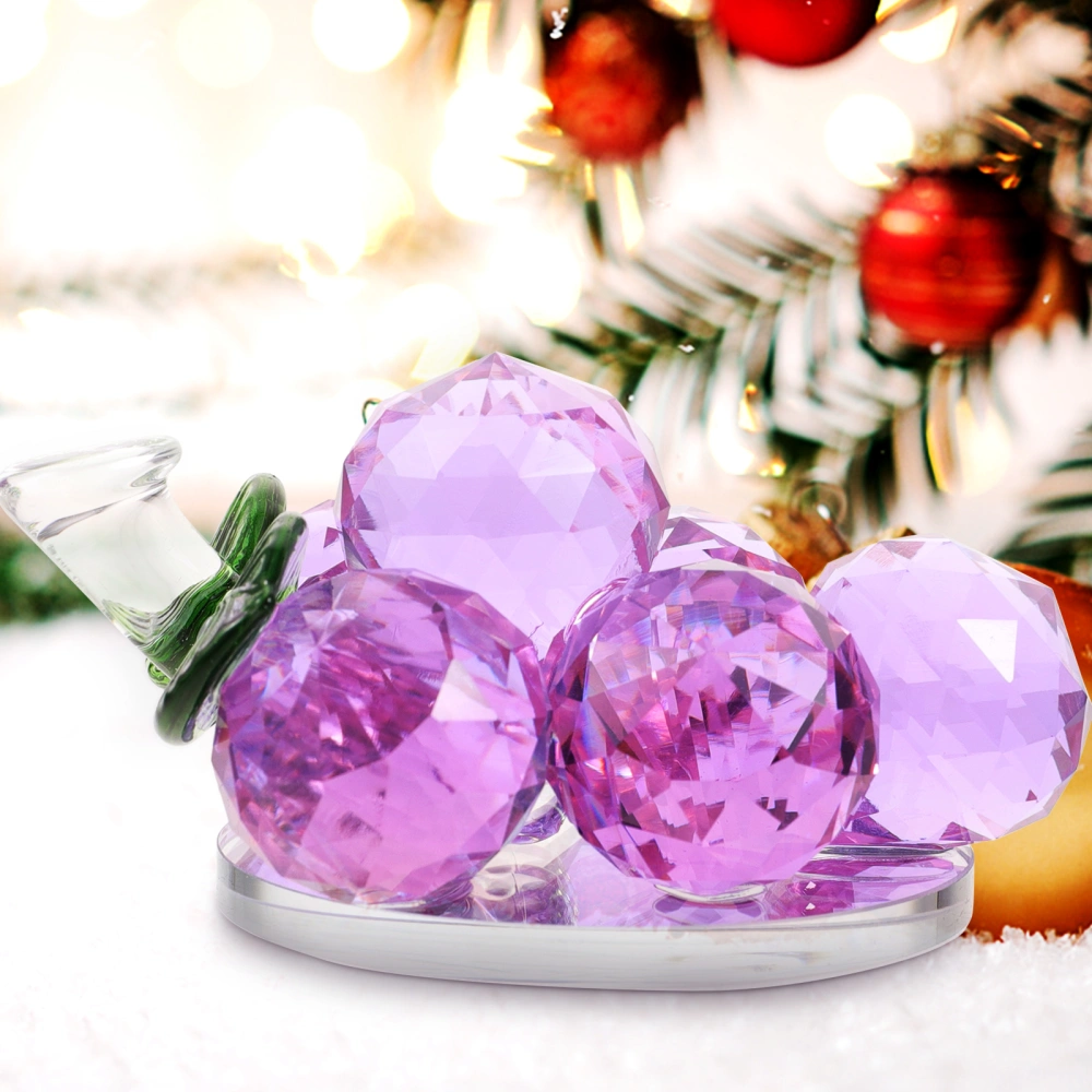 Crystal Fruit Miniature Decor Crystal Grape Figurine Clear Grape Home Decoration