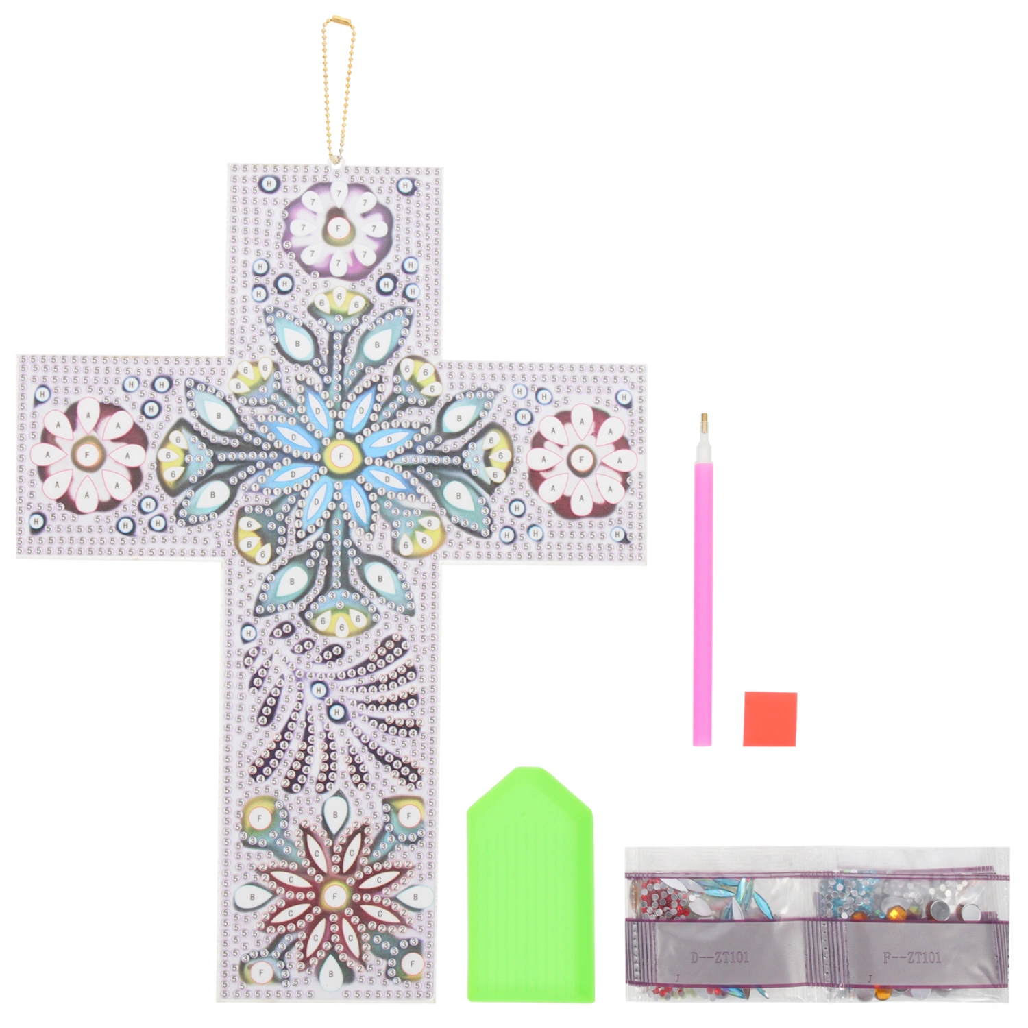 1 Set of Diamond Picture Cross Pendant DIY Diamond Drawing Cross Craft Diamond Art Pendant