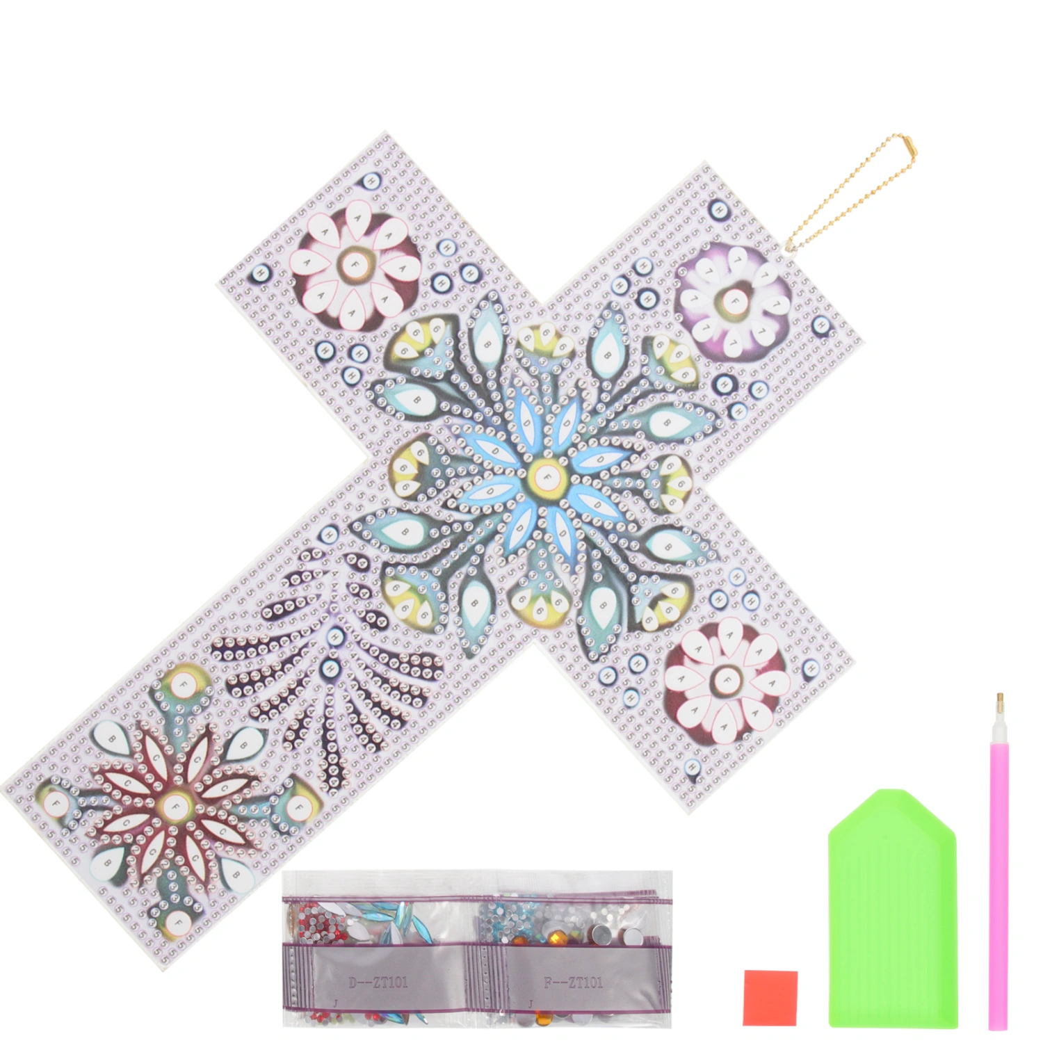 1 Set of Diamond Picture Cross Pendant DIY Diamond Drawing Cross Craft Diamond Art Pendant