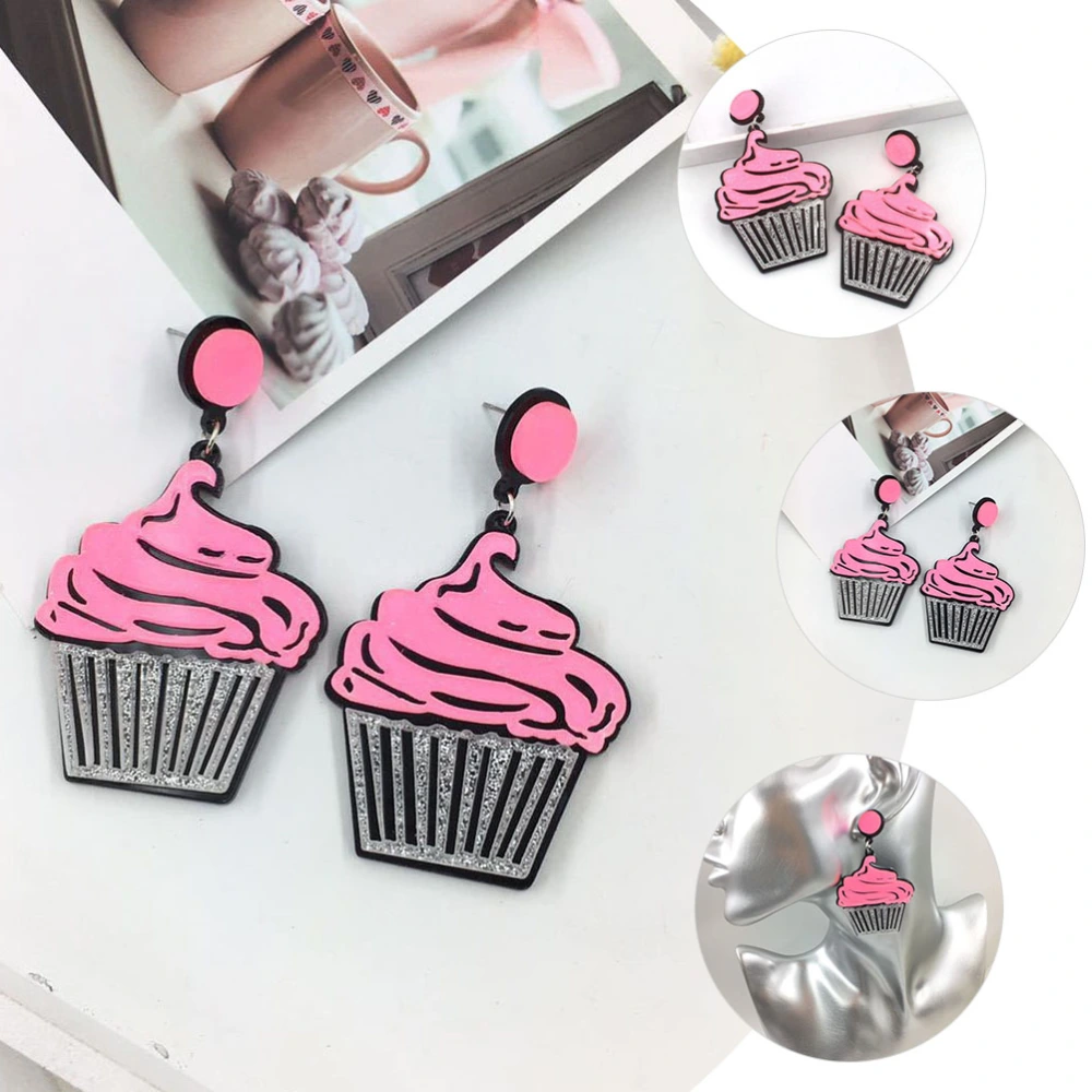 1 Pair Cupcake Earrings Food Earrings Funny Dangle Earrings Ear Jewelry for Women Girls