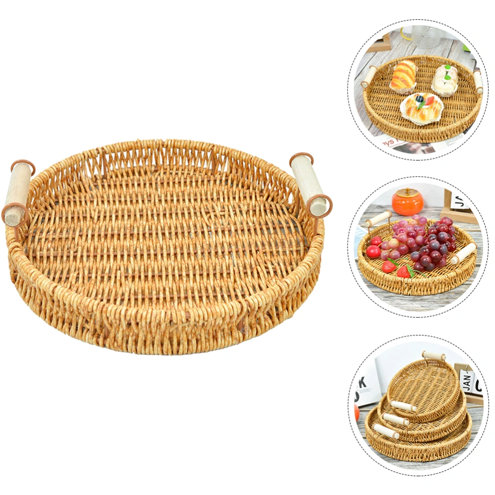 Woven Fruit Basket Food Serving Basket Imitation Rattan Storage Basket for Organizing