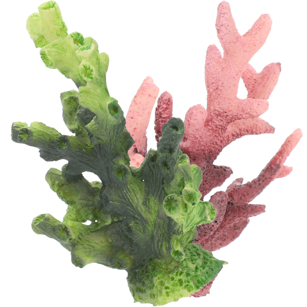 2pcs Aquarium Coral Figurine Vivid Coral Decor Simulated Coral Ornament Aquarium Decoration