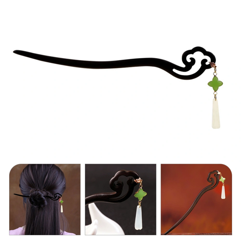 Jade Tassel Hair Stick Chinese Hair Chopstick Hanfu Hairpin Wooden Hair Stick for Buns