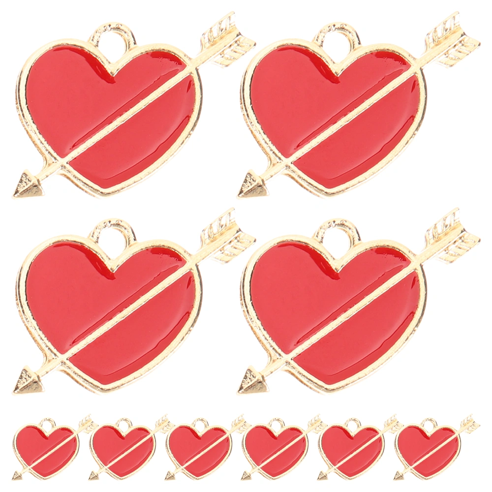 10Pcs Heart Charms Cupid Arrow Jewelry Pendant for Making Necklace Bracelet Key Chains