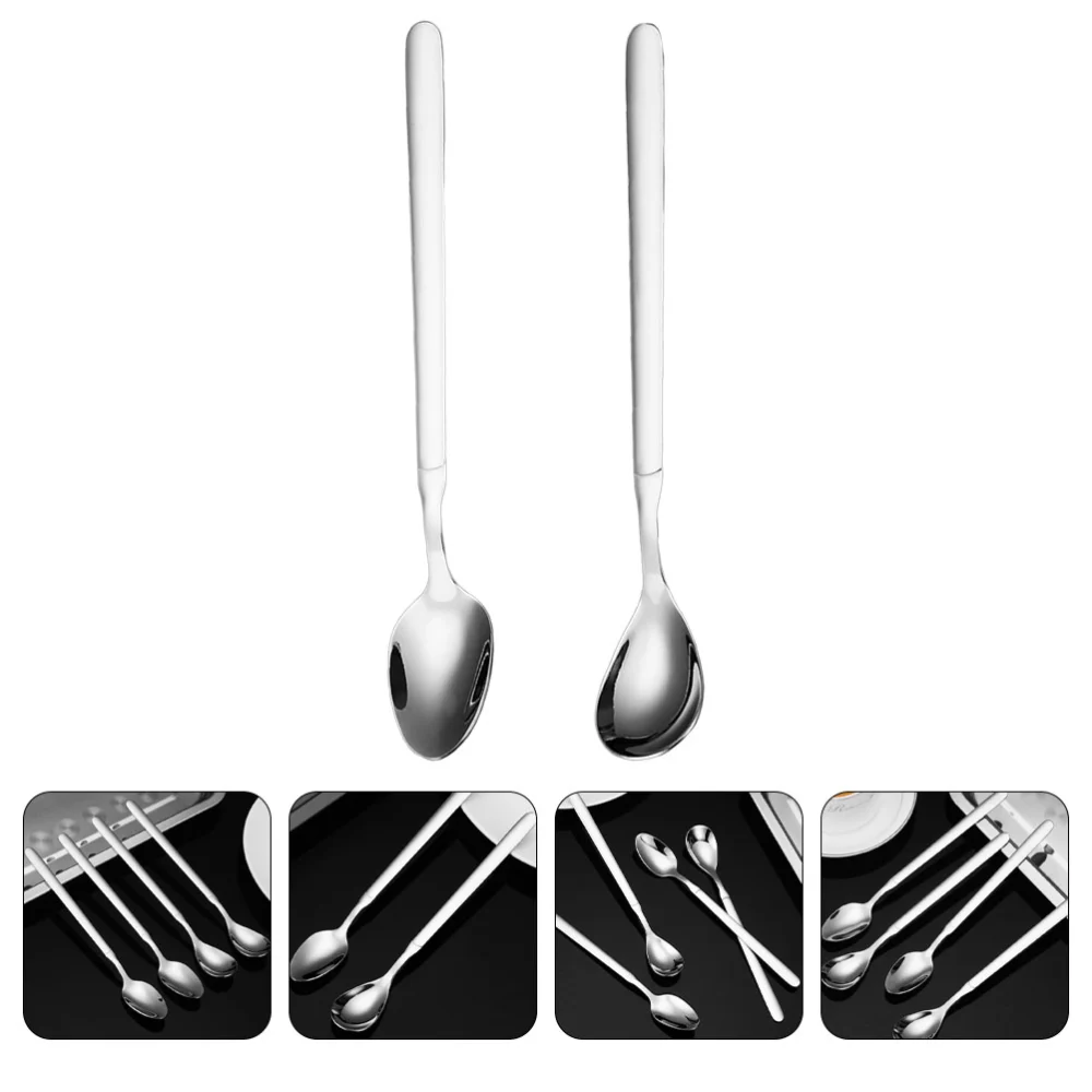 2Pcs Coffee Spoons Stainless Steel Spoons Mixing Spoons Practical Coffee Spoons Stirring Spoons