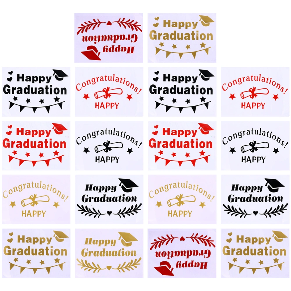 18 Sheets Happy Graduation Balloon Stickers Grad Balloon Decals Graduation Decorations Mixed Style