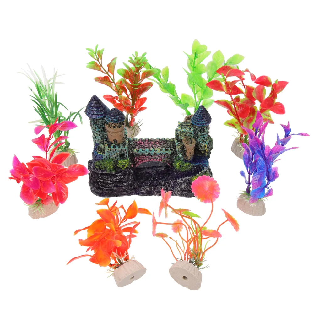 1 Set of Underwater Castle Adorn Aquarium Castle Ornament Fish Tank Castle Fish Tank Ornament