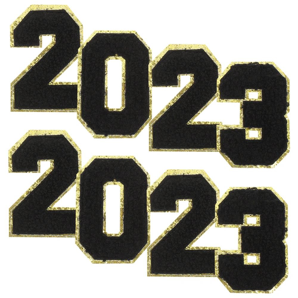 2 Sets Number Embroidered Patches 2023 Applique Clothes Dress Sewing Patches