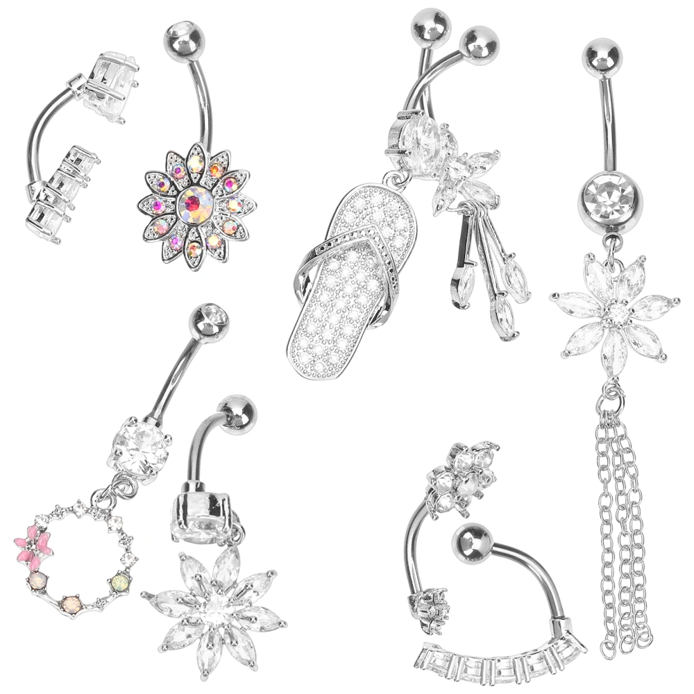 9 pcs Stainless Steel Dangle Belly Button Rings Women Belly Button Girl Belly Rings