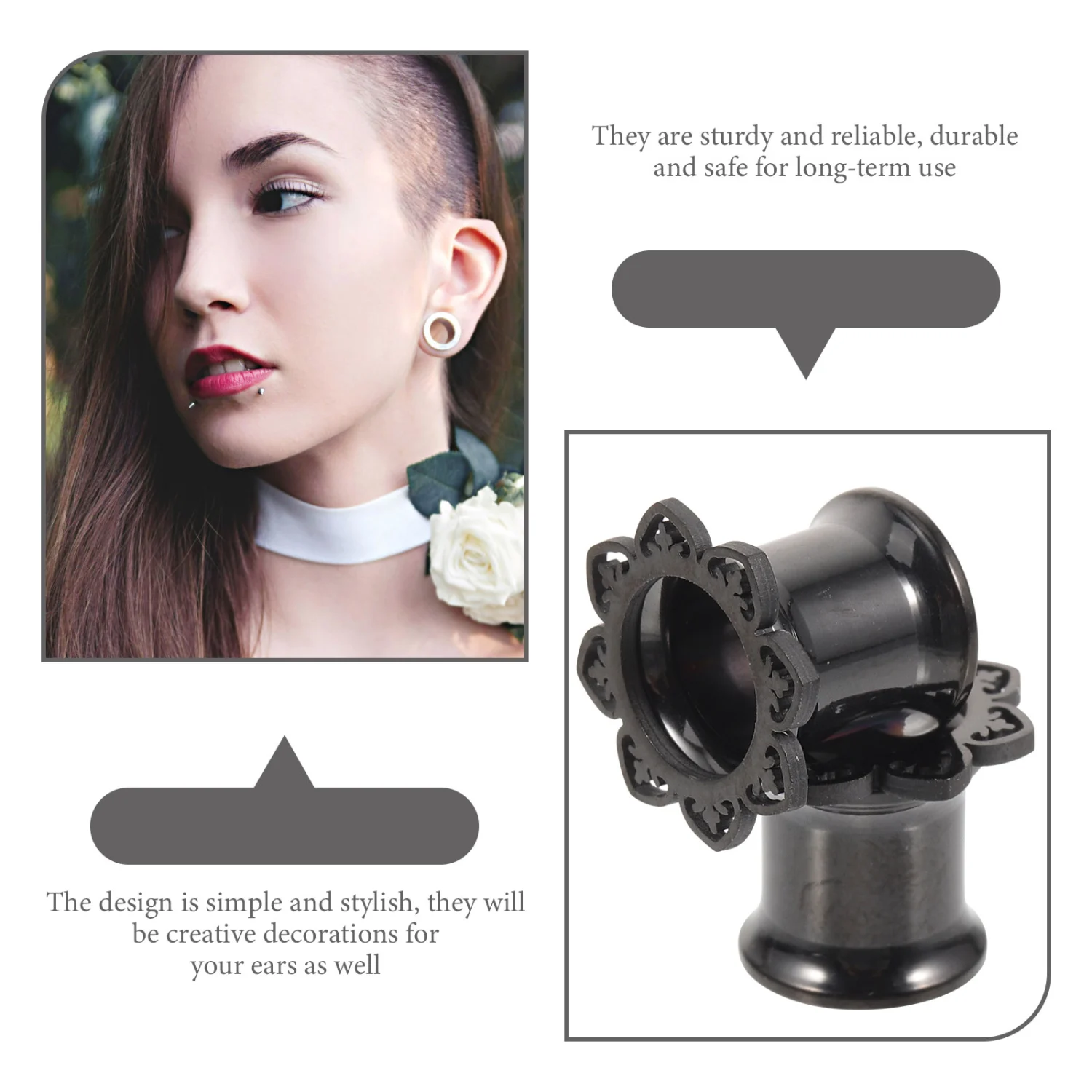 1 Pair Stainless Steel Ear Gauges Ear Tunnel Plugs Ear Gauges Stretcher Expanders