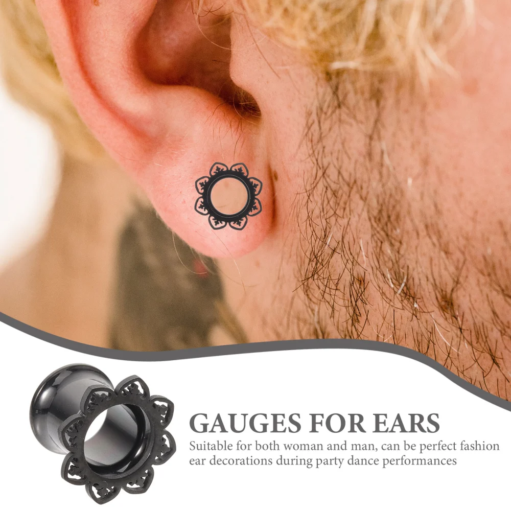 1 Pair Stainless Steel Ear Gauges Ear Tunnel Plugs Ear Gauges Stretcher Expanders