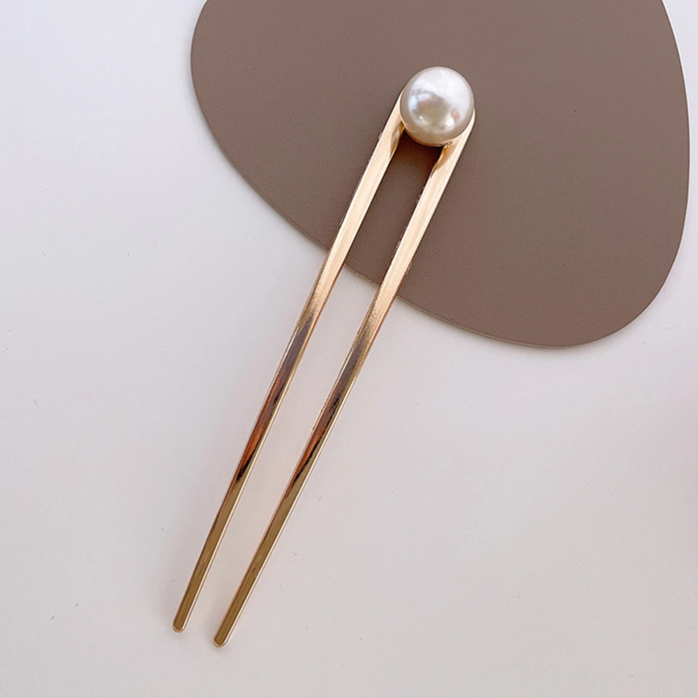 2pcs Metal Hair Fork Pearl Hair Stick Updo Hair Fork Bun Hair Holder Hair Styling Tool