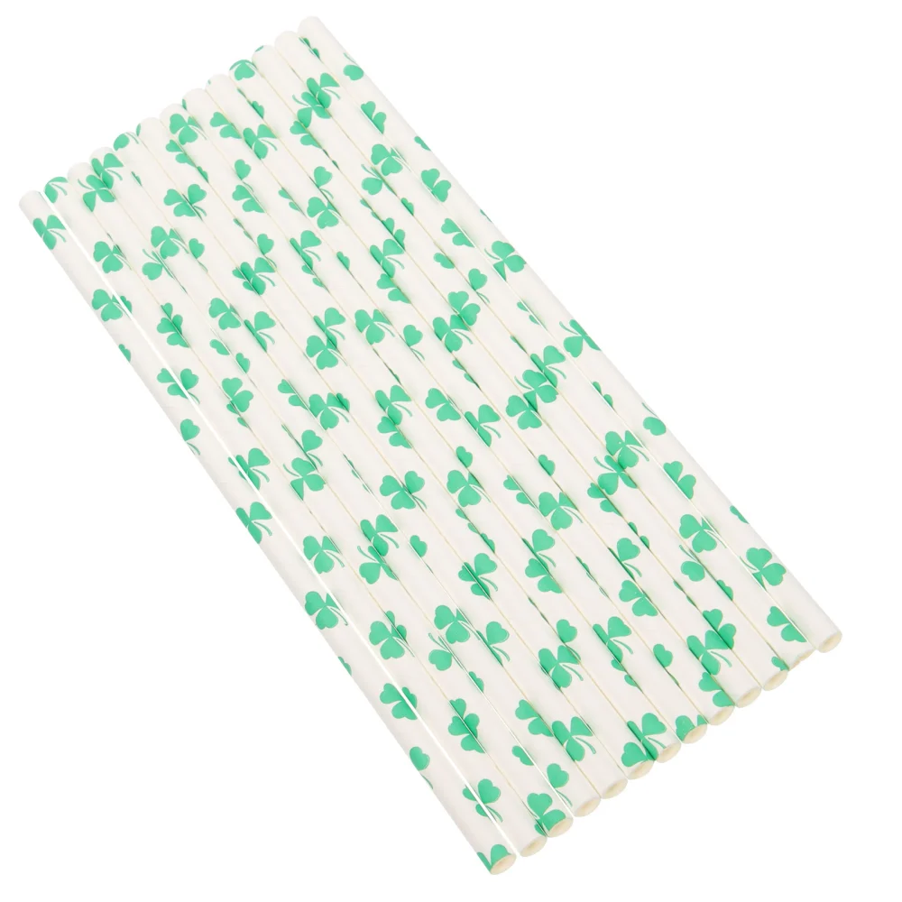 96pcs Shamrock Straws St Patrick's Day Party Supplies Drink Straws Party Bar Straws